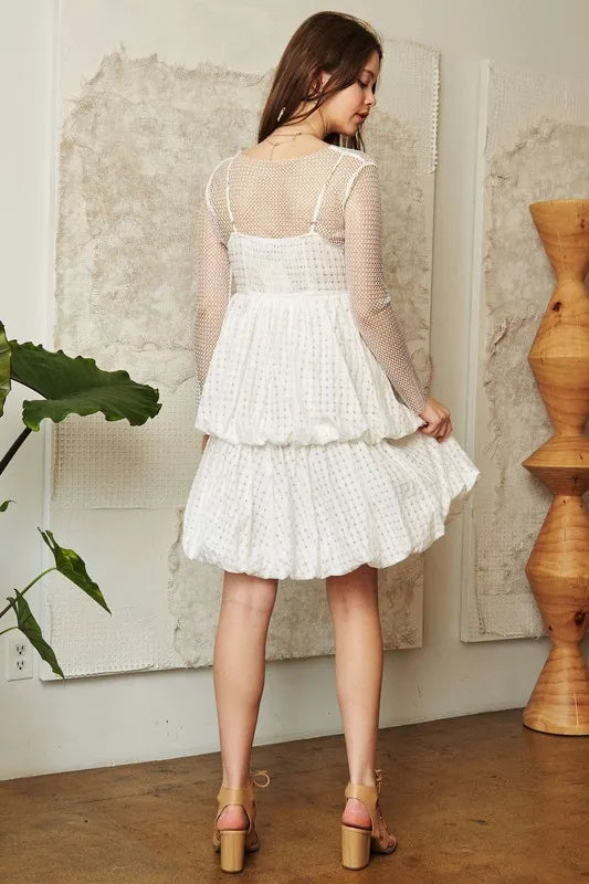 Image of Davi & Dani Checker Print Side Pockets Textured Mini Dress | Queeble.shop