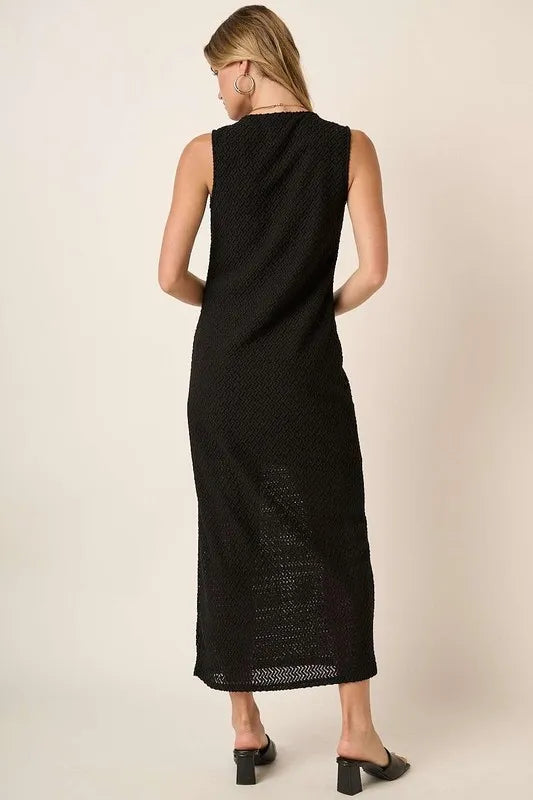 Image of Mittoshop Side Slit Round Neck Sleeveless Dress | Queeble.shop