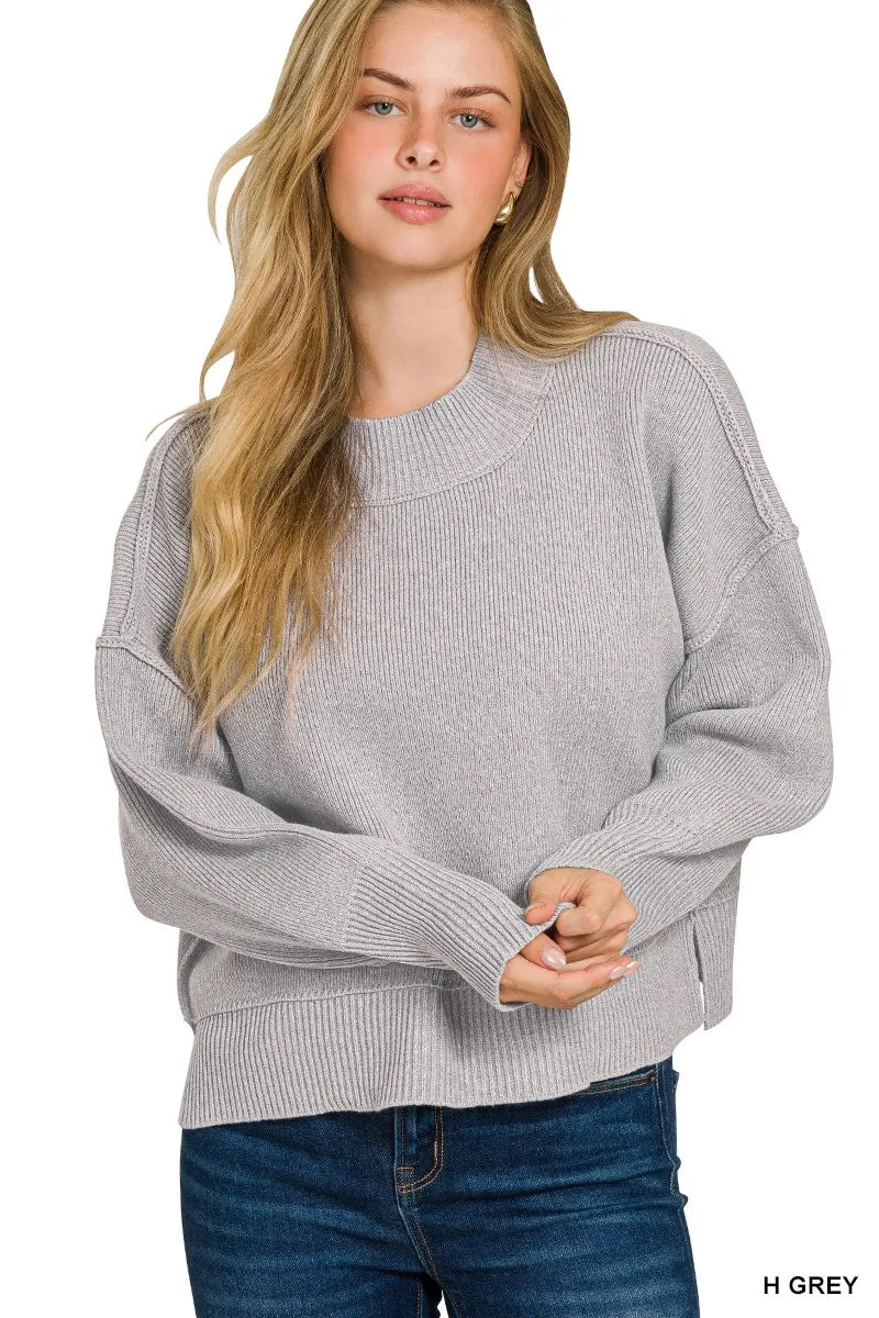 Image of Zenana Wide Neck Band Drop Shoulder Sweater | Queeble.shop