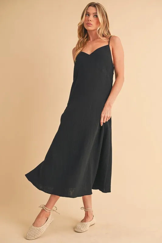 Image of Aemi+Co Side Button Midi Cami Dress | Queeble.shop