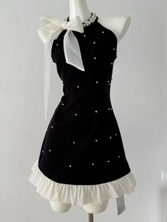 Image of Pearl Detail Sleeveless Mini Dress | Queeble.shop