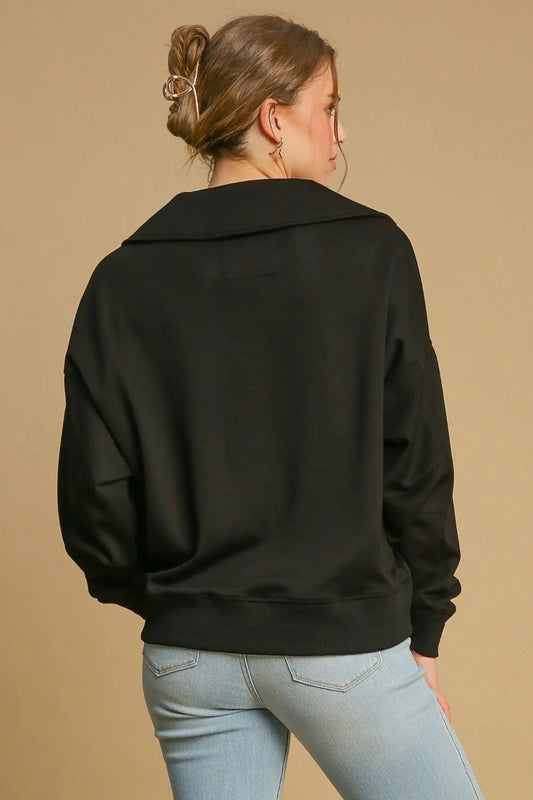 Image of Umgee Johnny Collar Dropped Shoulder Sweatshirt | Queeble.shop