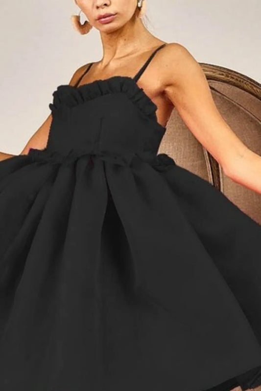 Image of BiBi Ruffled Edge Sweet Heart Neck Sleeveless Tulle Dress | Queeble.shop