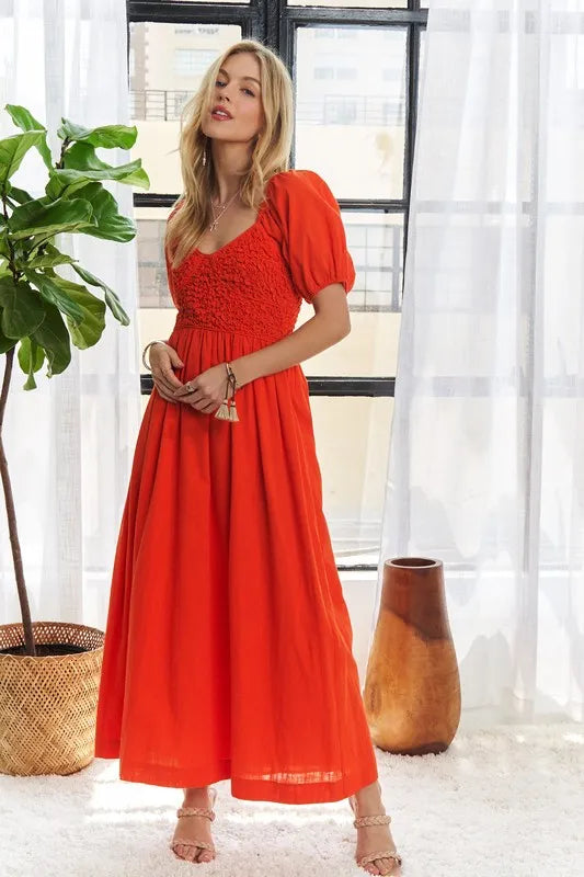 Image of ADORA Popcorn Smocked Puff Sleeve Dress | Queeble.shop