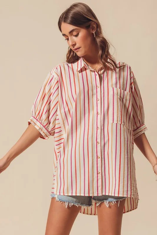 Image of SO ME Multicolored Stripe Button Down Shirt | Queeble.shop