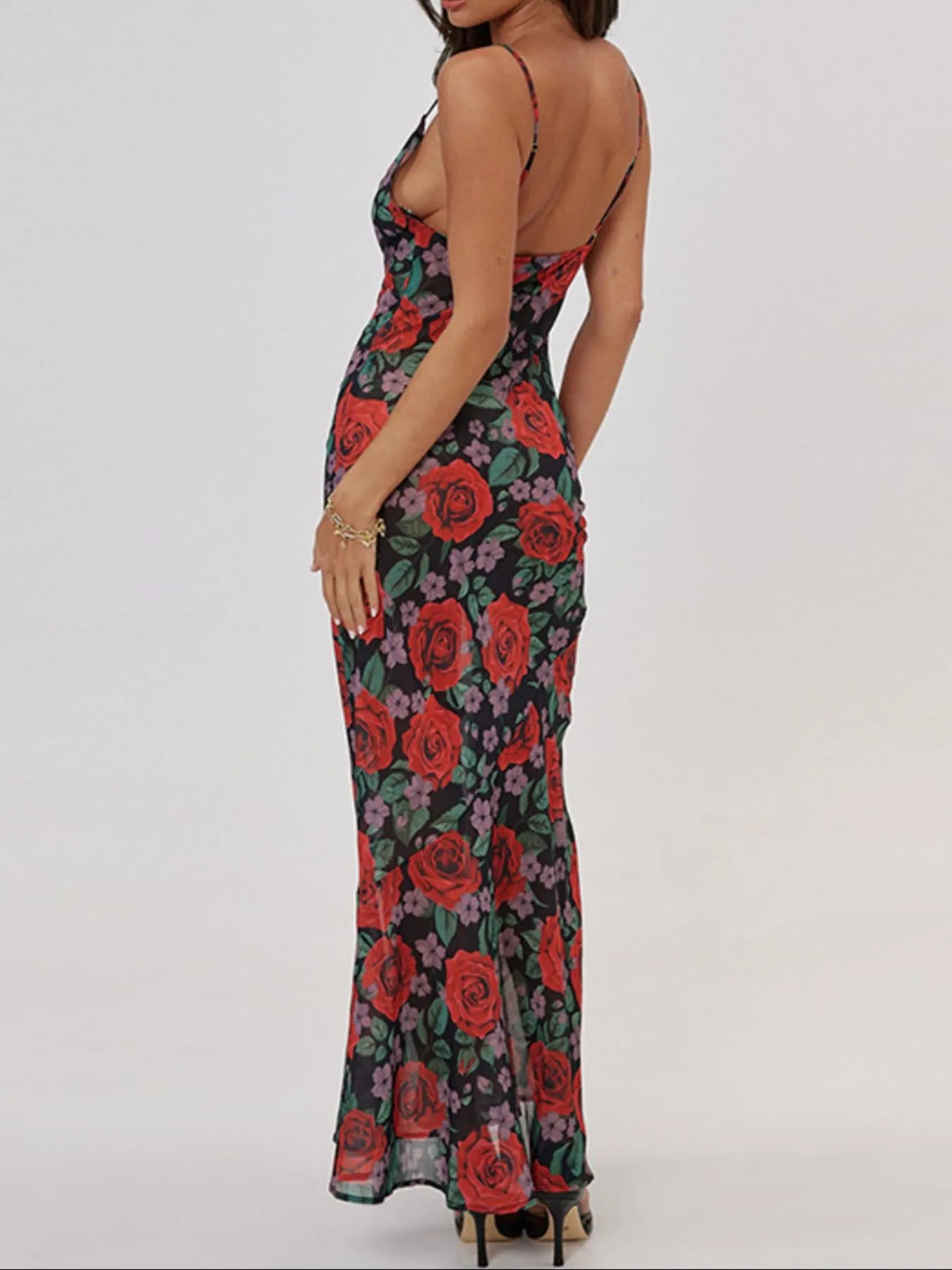 Image of Floral Print Bodycon Maxi Dress | Queeble.shop