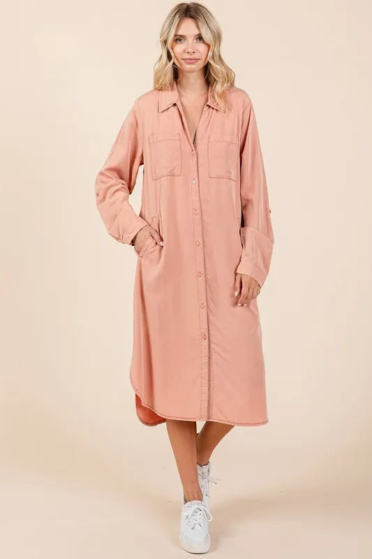 Image of Mittoshop Button Down Long Sleeve Shirt Dress | Queeble.shop