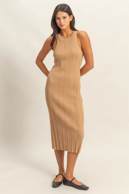 Image of HYFVE Round Neck Bodycon Ribbed Knit Dress | Queeble.shop