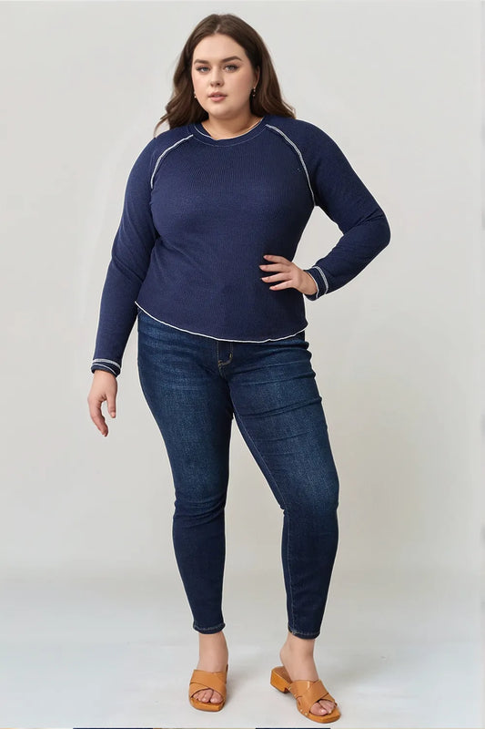 Image of Basic Bae Long Raglan Sleeve Round Neck Top | Queeble.shop