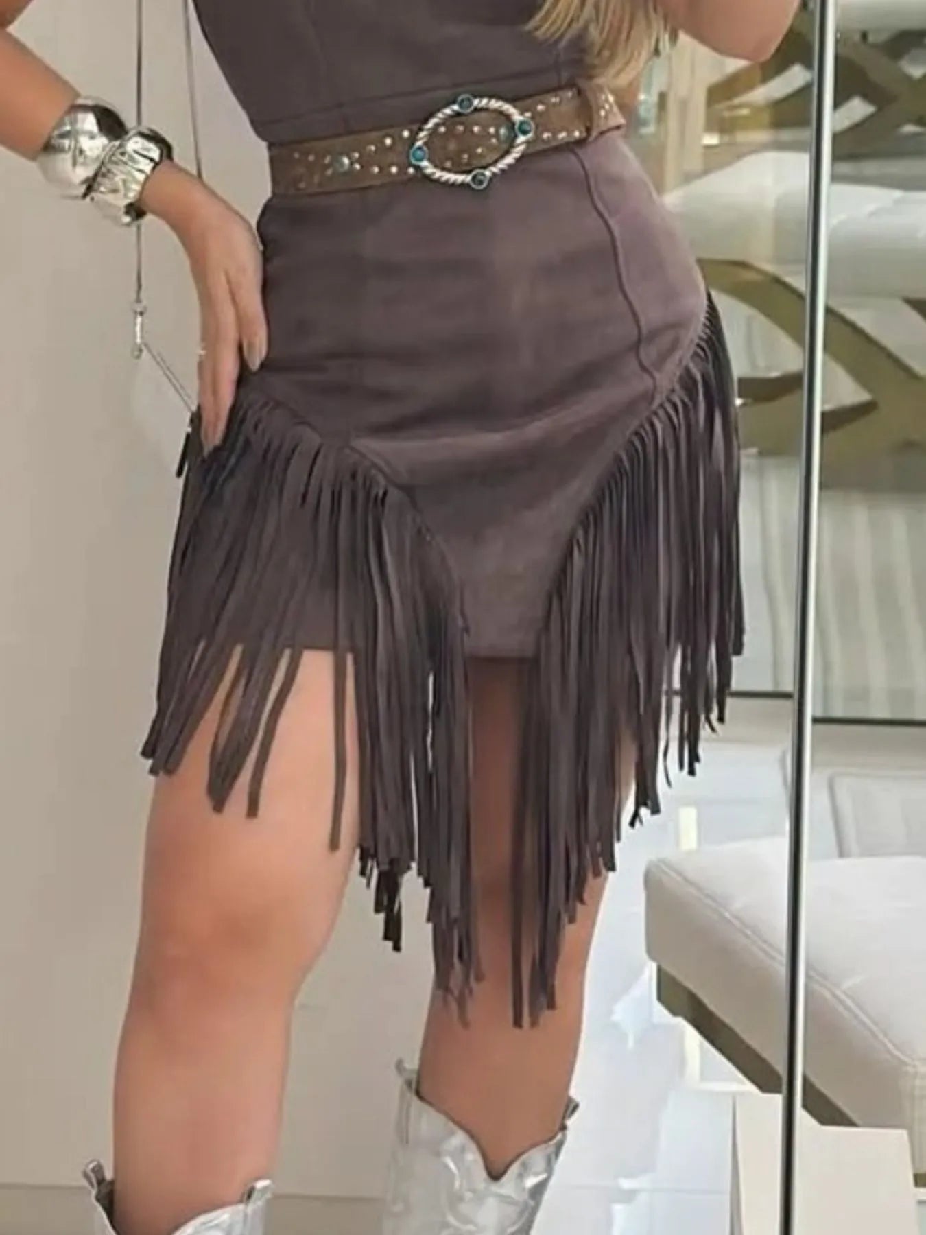 Image of Fringe Square Neck Bodycon Mini Dress | Queeble.shop