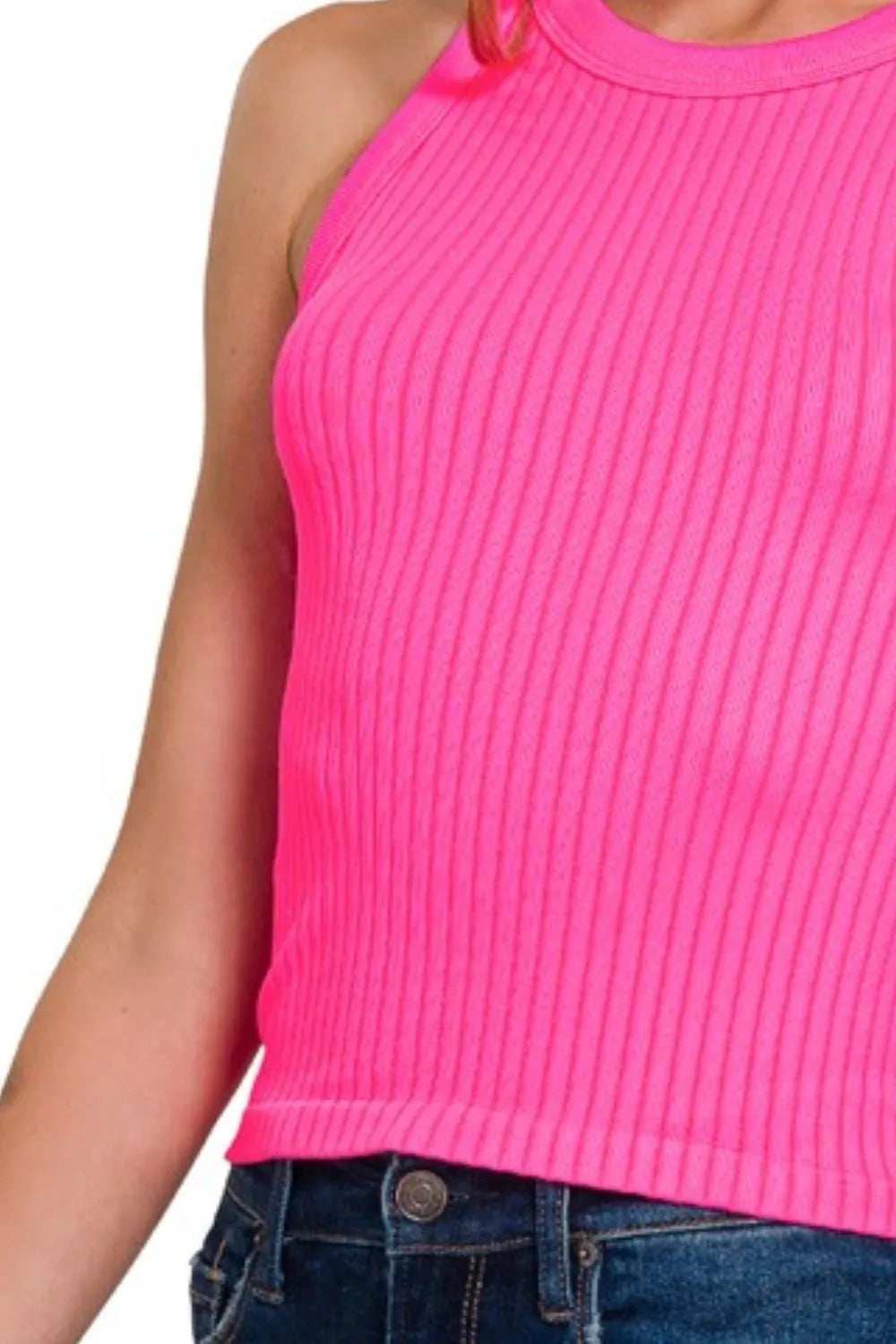 Image of Zenana Seamless Ribbed Crop Tank | Queeble.shop