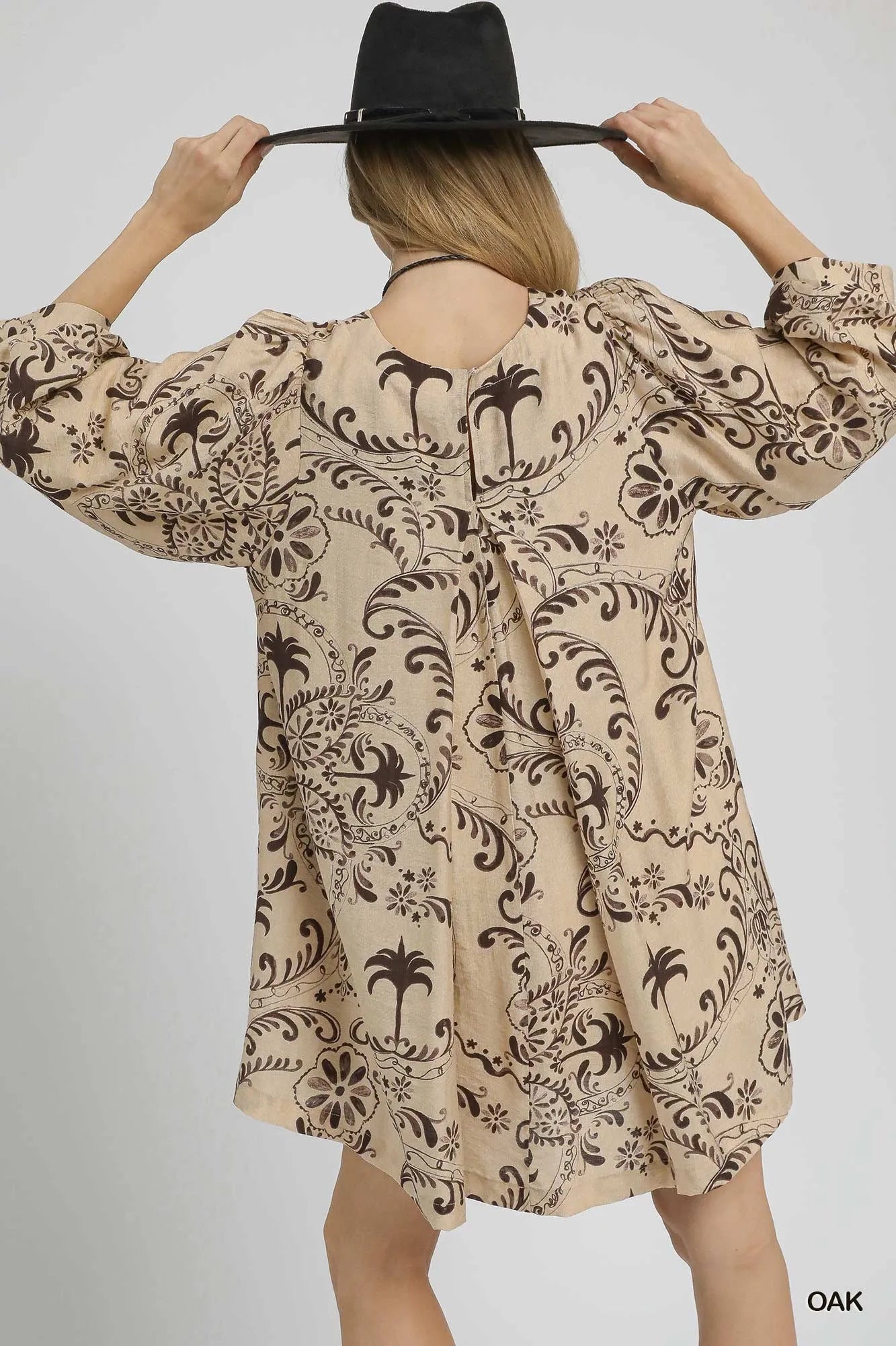 Image of Umgee Boho Printed Balloon Sleeve Mini Dress | Queeble.shop