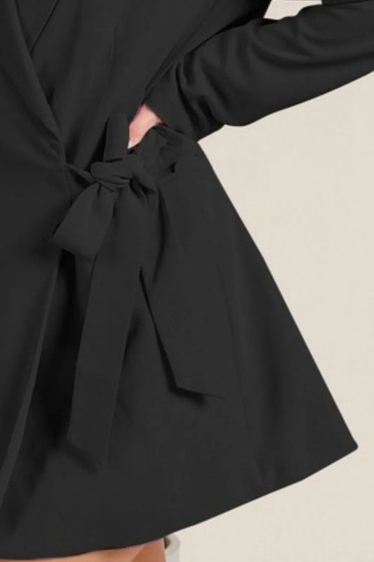 Image of BiBi Wrap Tie Detailed Long Blazer | Queeble.shop