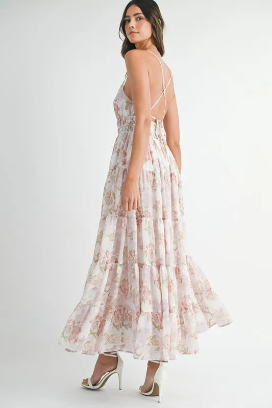 Image of MABLE Floral Print Tiered Cami Maxi Dress | Queeble.shop