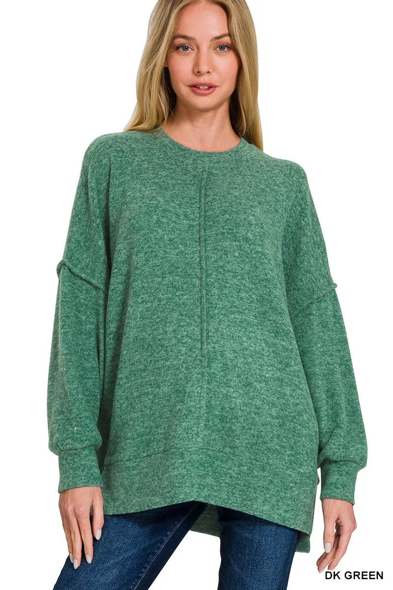 Image of Zenana Brushed Melange Hacci Oversized Sweater | Queeble.shop