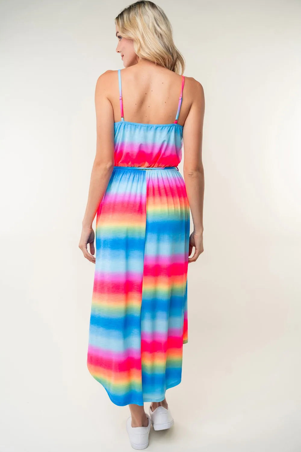 Image of White Birch Full Size Ombre Striped Midi Cami Dress | Queeble.shop