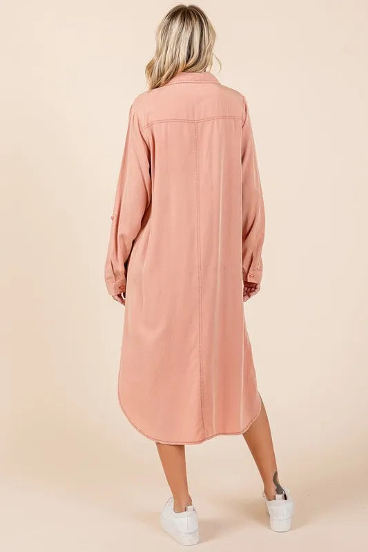 Image of Mittoshop Button Down Long Sleeve Shirt Dress | Queeble.shop