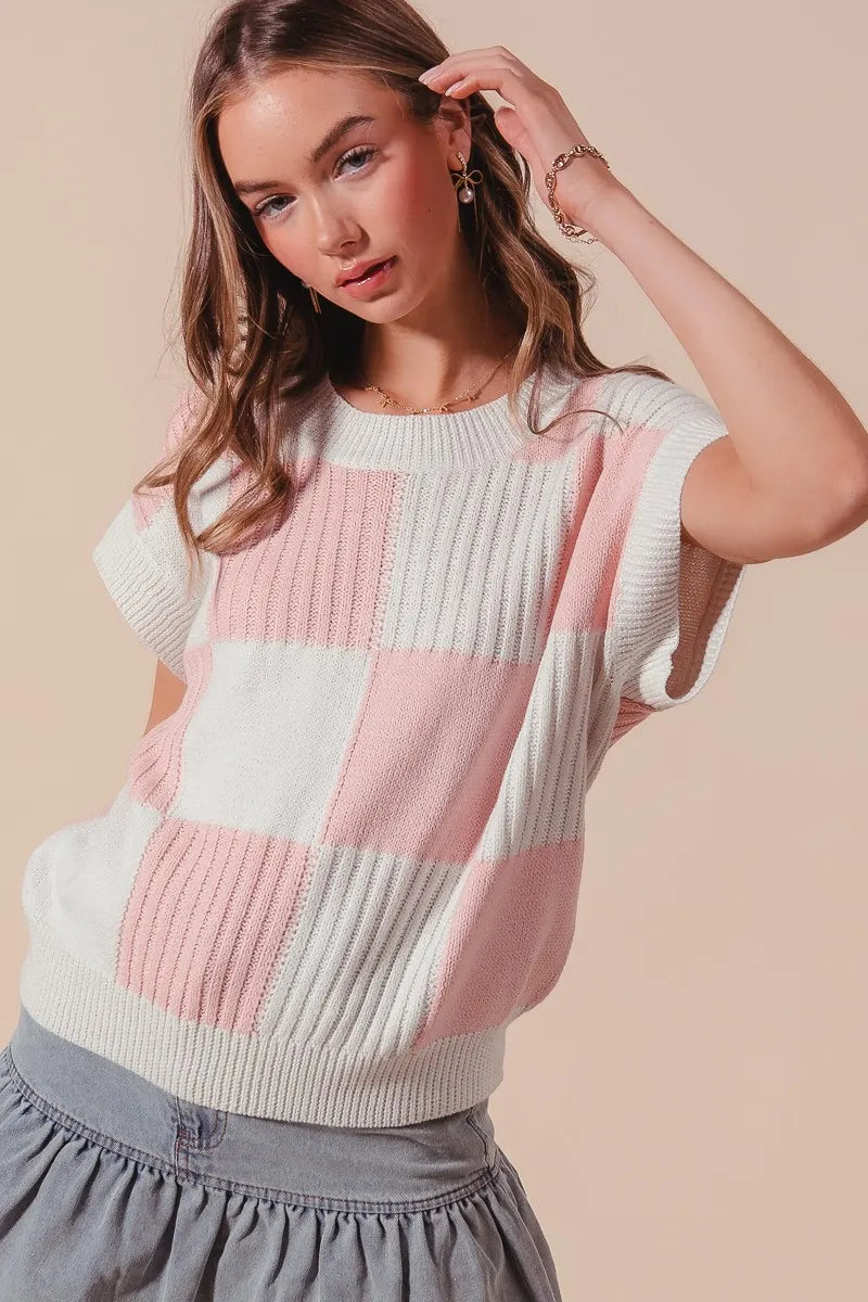 Image of SO ME Check Plaid Casual Sweater Top | Queeble.shop