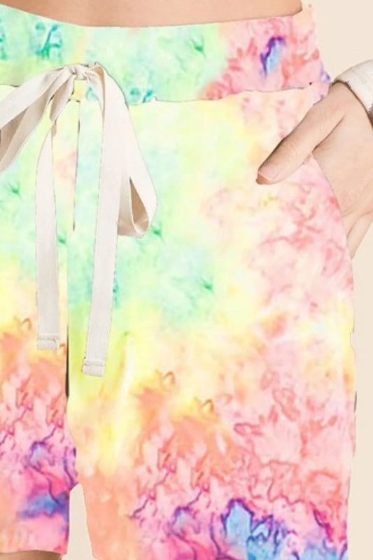 Image of BiBi Tie Dye Soft Knit Casual Shorts | Queeble.shop