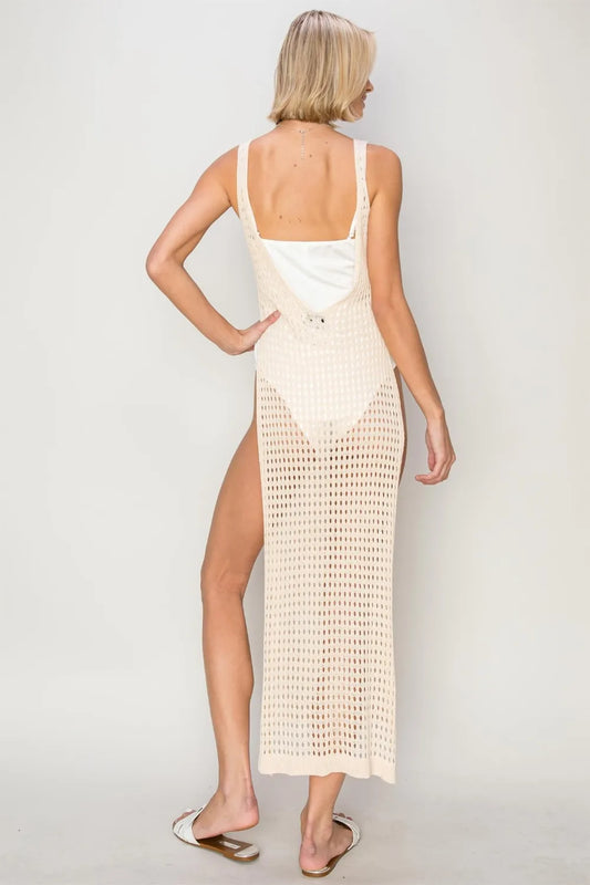 Image of HYFVE Crochet Backless Cover Up Dress | Queeble.shop