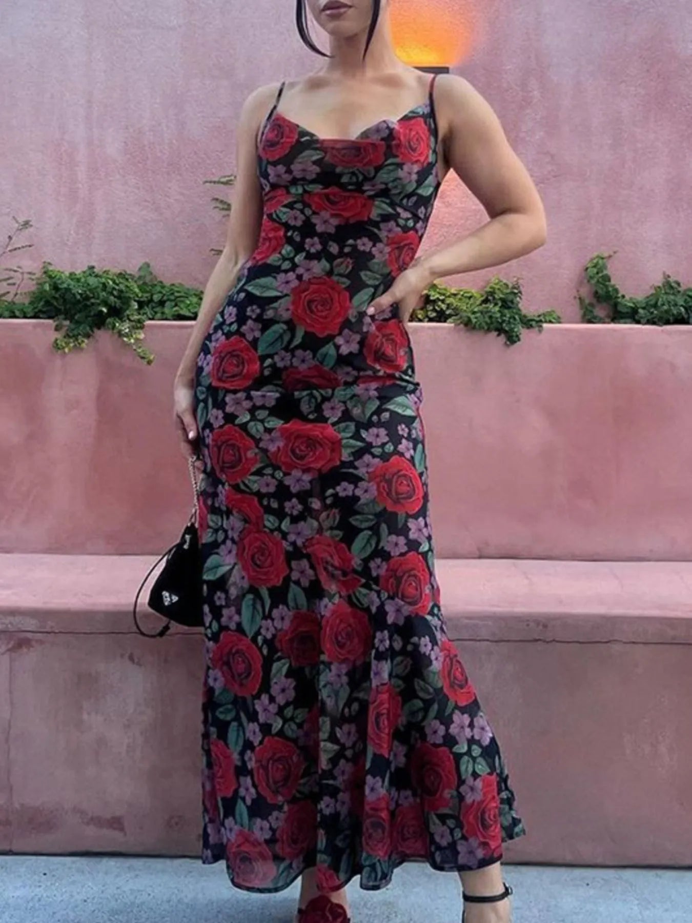 Image of Floral Print Bodycon Maxi Dress | Queeble.shop