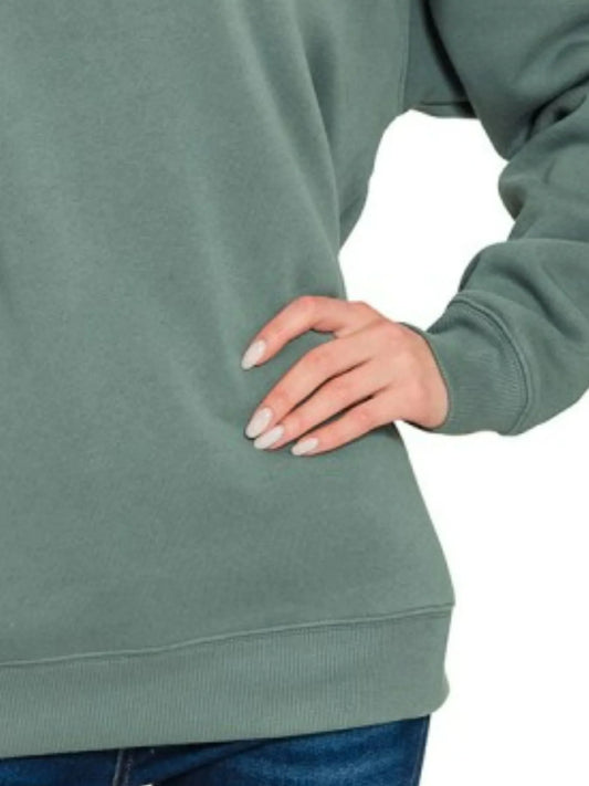 Image of Zenana Fleece Round Neck Sweatshirts | Queeble.shop