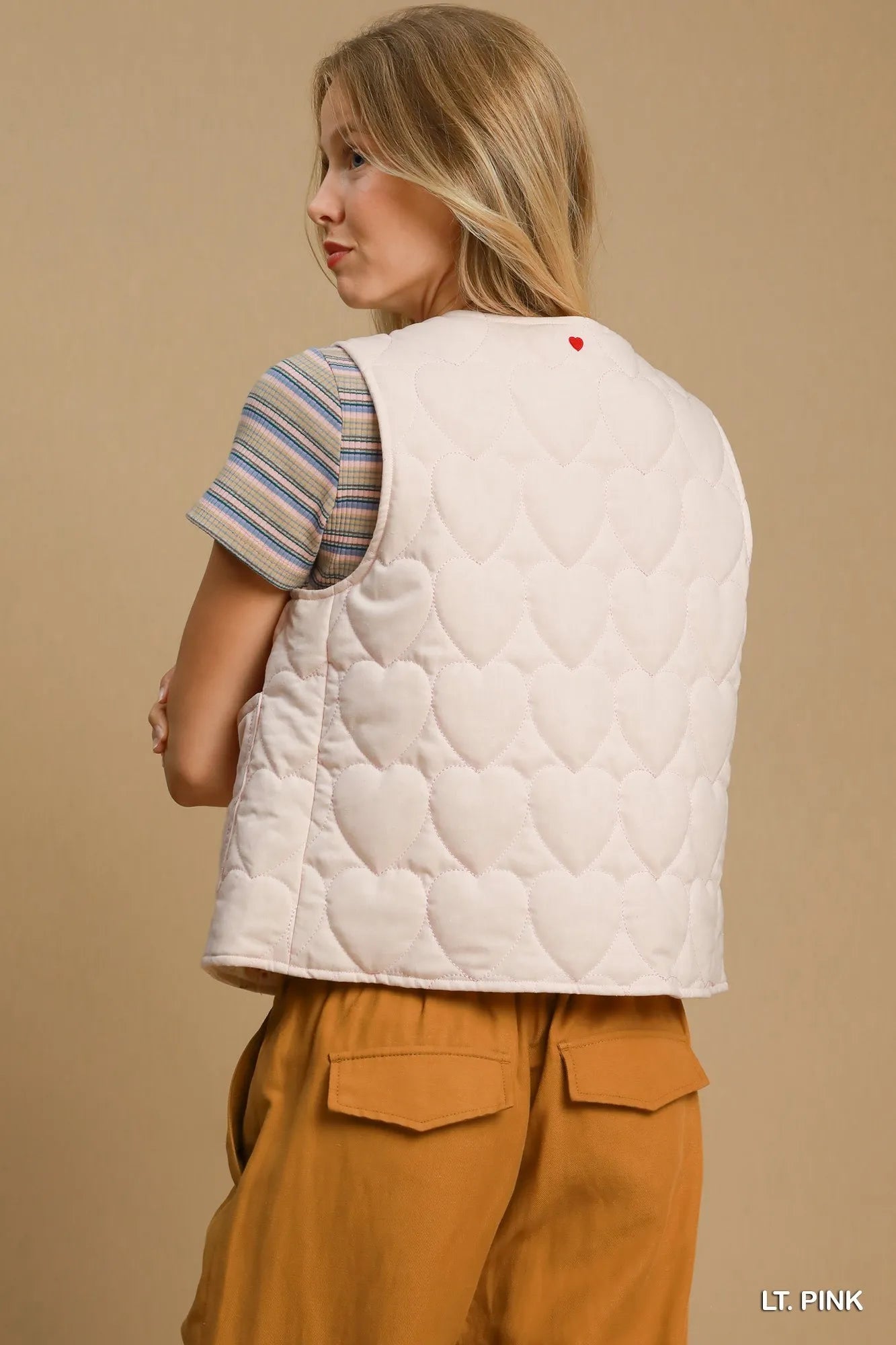 Image of Umgee Heart Quilted Tie-Front Vest | Queeble.shop