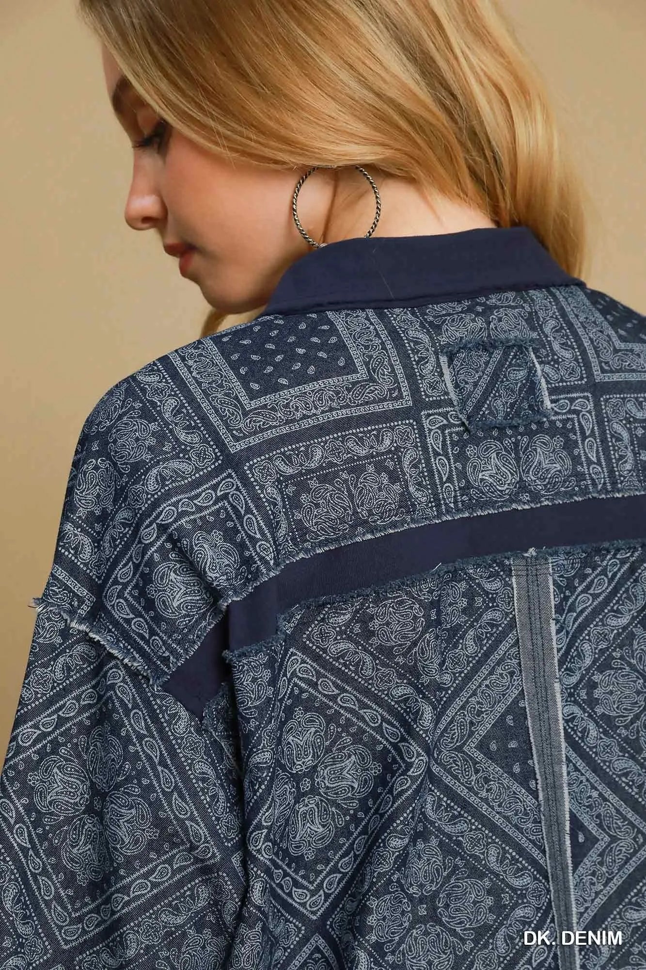 Image of Umgee Paisley Print Denim Shirt Jacket | Queeble.shop