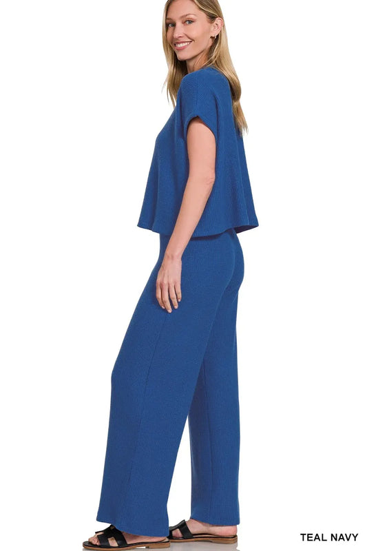 Image of Zenana Sweater Boxy Top & Long Pants Set | Queeble.shop