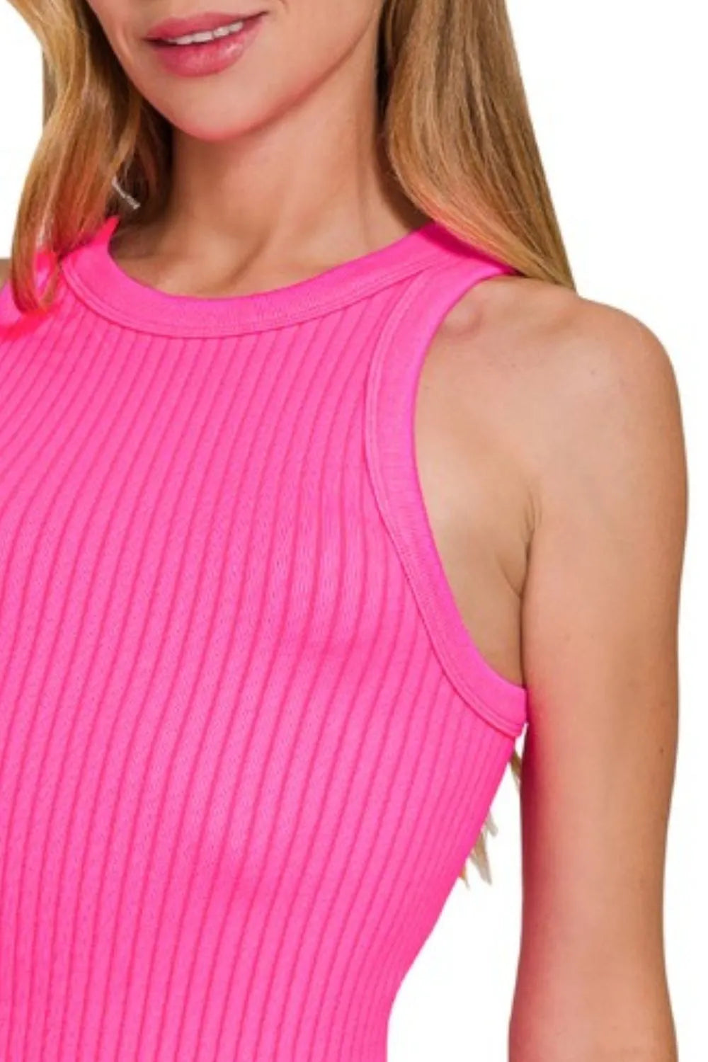 Image of Zenana Seamless Ribbed Crop Tank | Queeble.shop