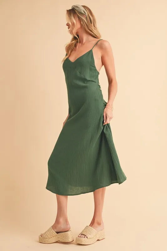 Image of Aemi+Co Side Button Midi Cami Dress | Queeble.shop