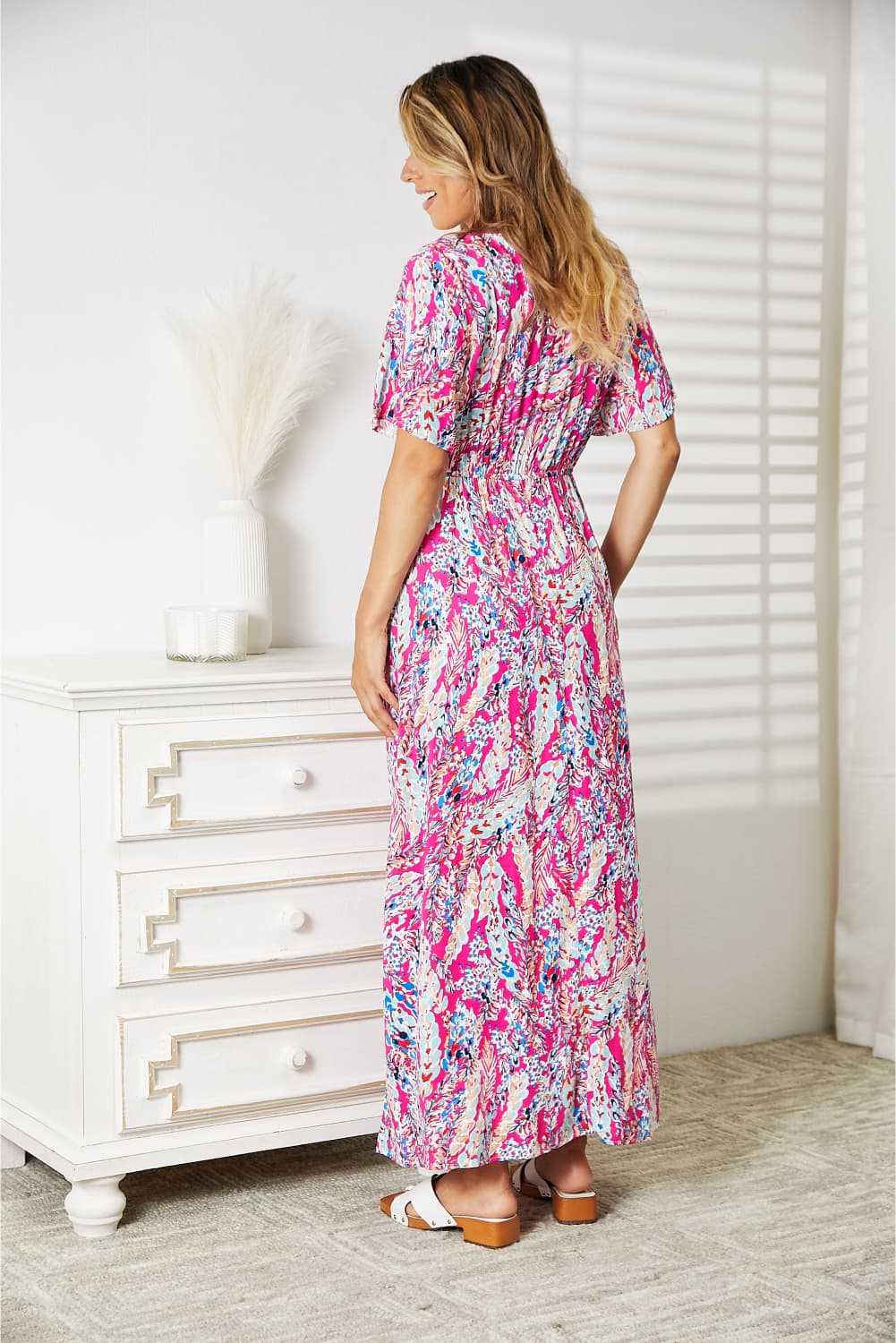 Image of Double Take Multicolored V-Neck Maxi Dress | Queeble.shop