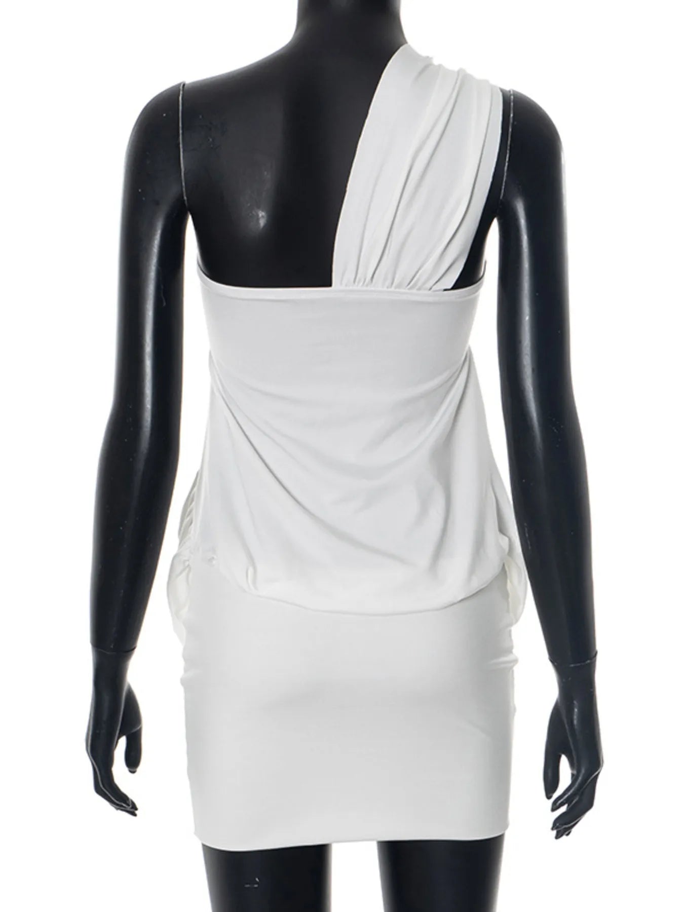 Image of Ruched One-Shoulder Mini Dress | Queeble.shop