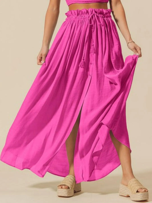 Image of SO ME Smocked Top and Flowy Maxi Skirt Set | Queeble.shop