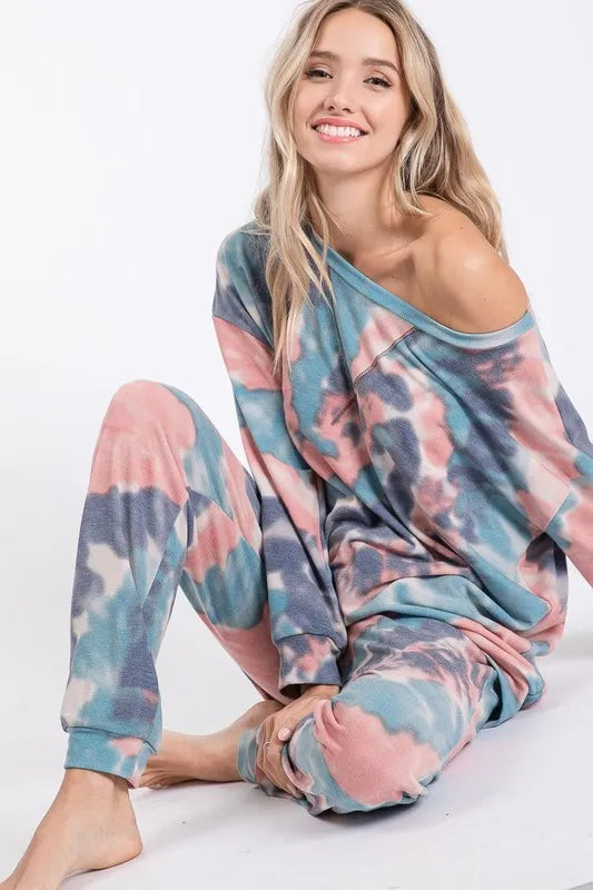 Image of BiBi Tie Dye French Terry Casual Pants | Queeble.shop