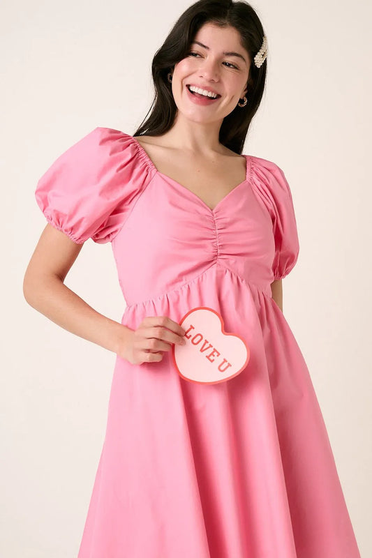 Image of Mittoshop Sweetheart Puff Sleeve Smocked Mini Dress | Queeble.shop