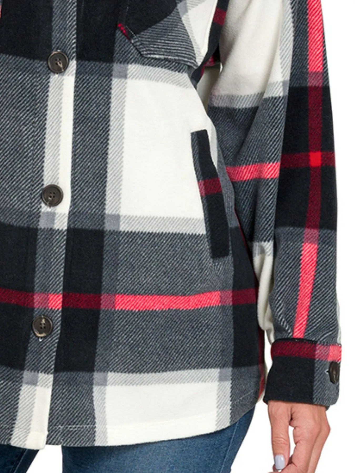 Image of Zenana Oversized Plaid Fleece Shacket | Queeble.shop