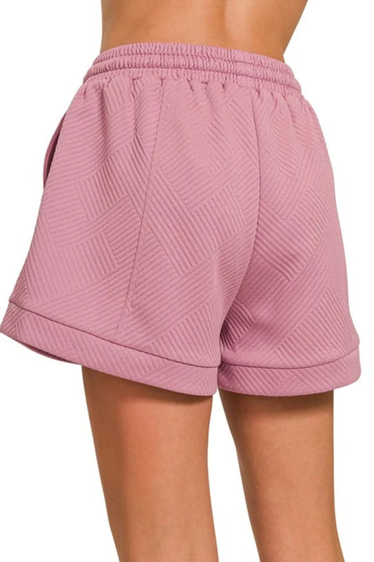 Image of Zenana Textured Knit Jacquard Drawstring Shorts | Queeble.shop