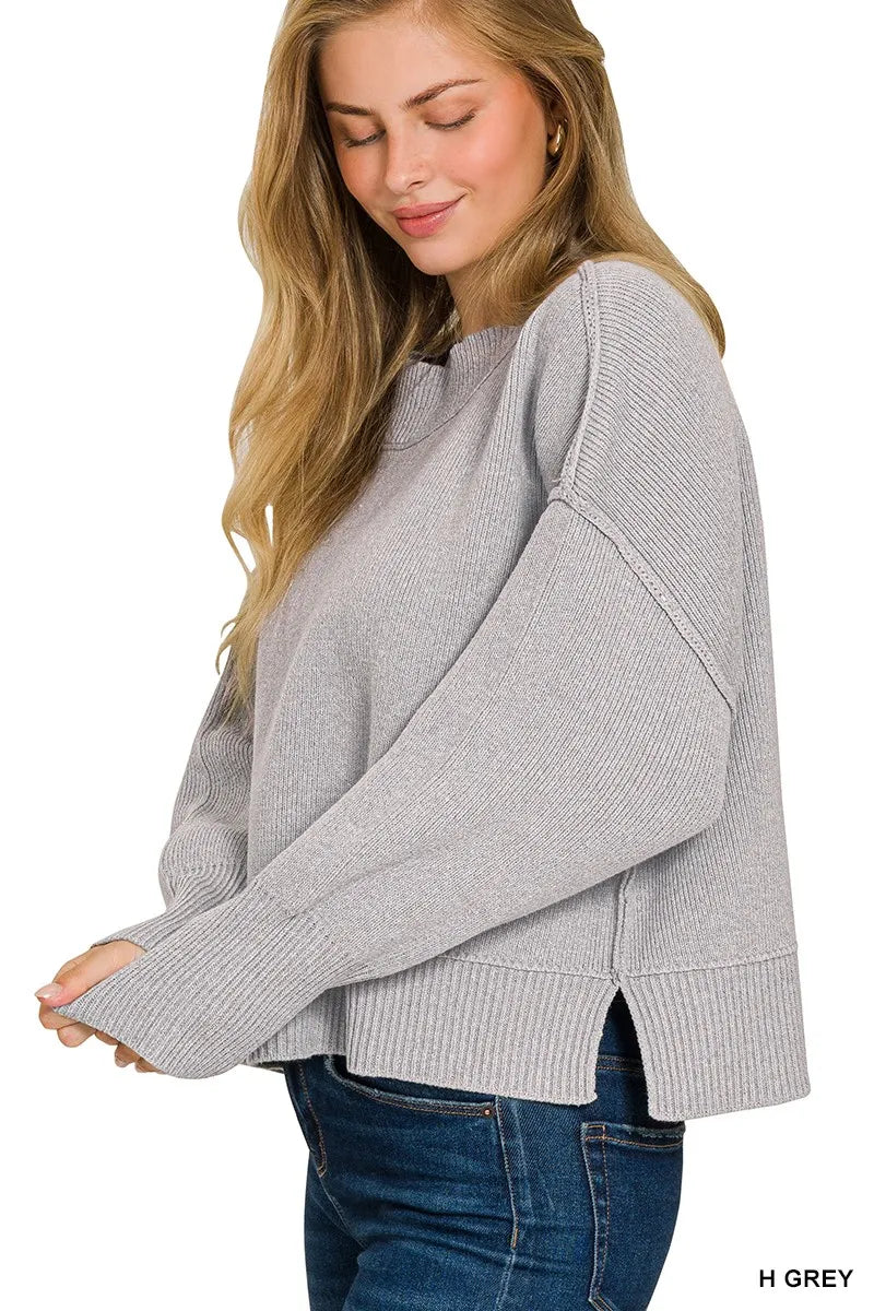 Image of Zenana Wide Neck Band Drop Shoulder Sweater | Queeble.shop
