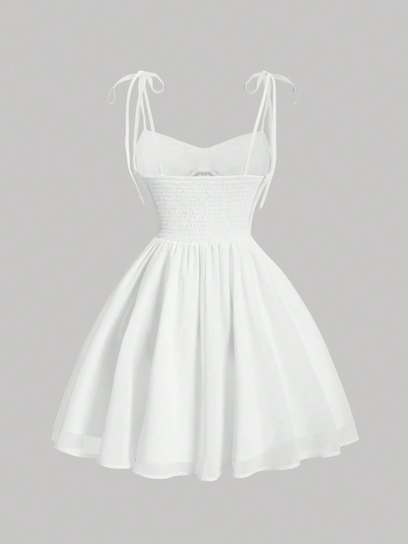 Image of Tie-Shoulder Sweetheart Neck Mini Dress | Queeble.shop