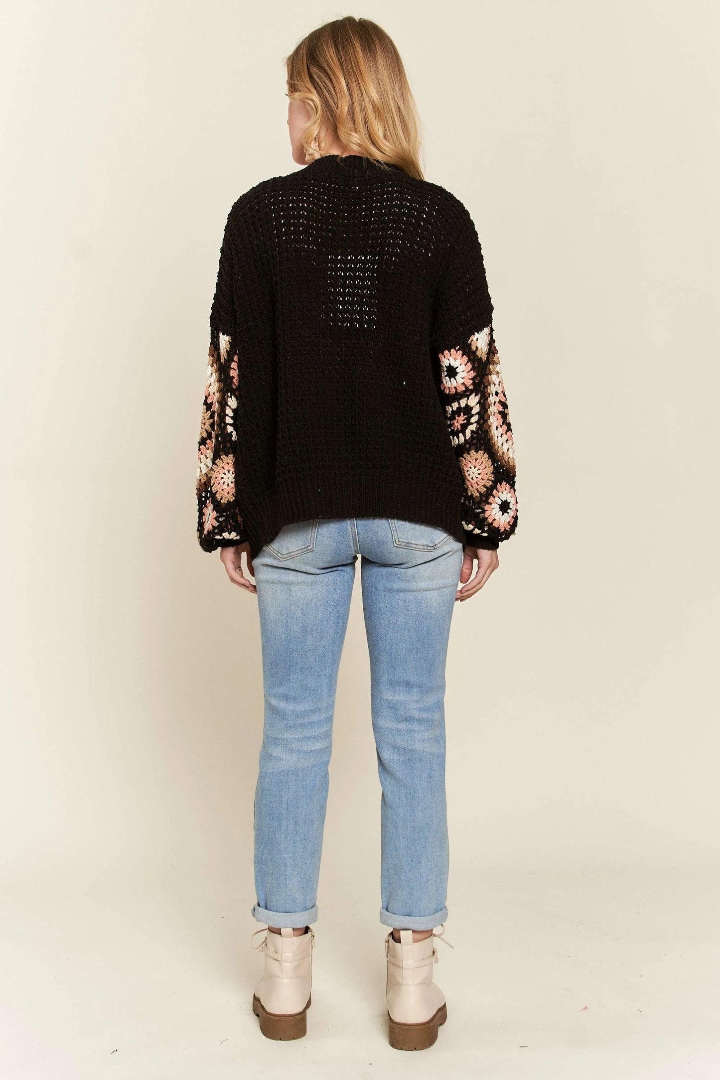 Image of ADORA Multi Color Sleeve Crochet Cardigan | Queeble.shop