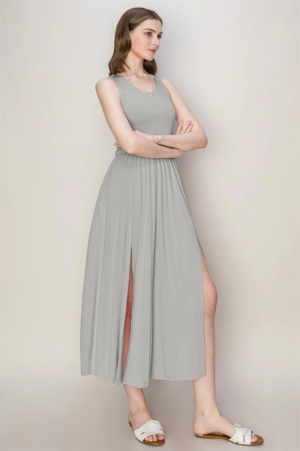 Image of HYFVE Sleeveless Slit Midi Dress | Queeble.shop