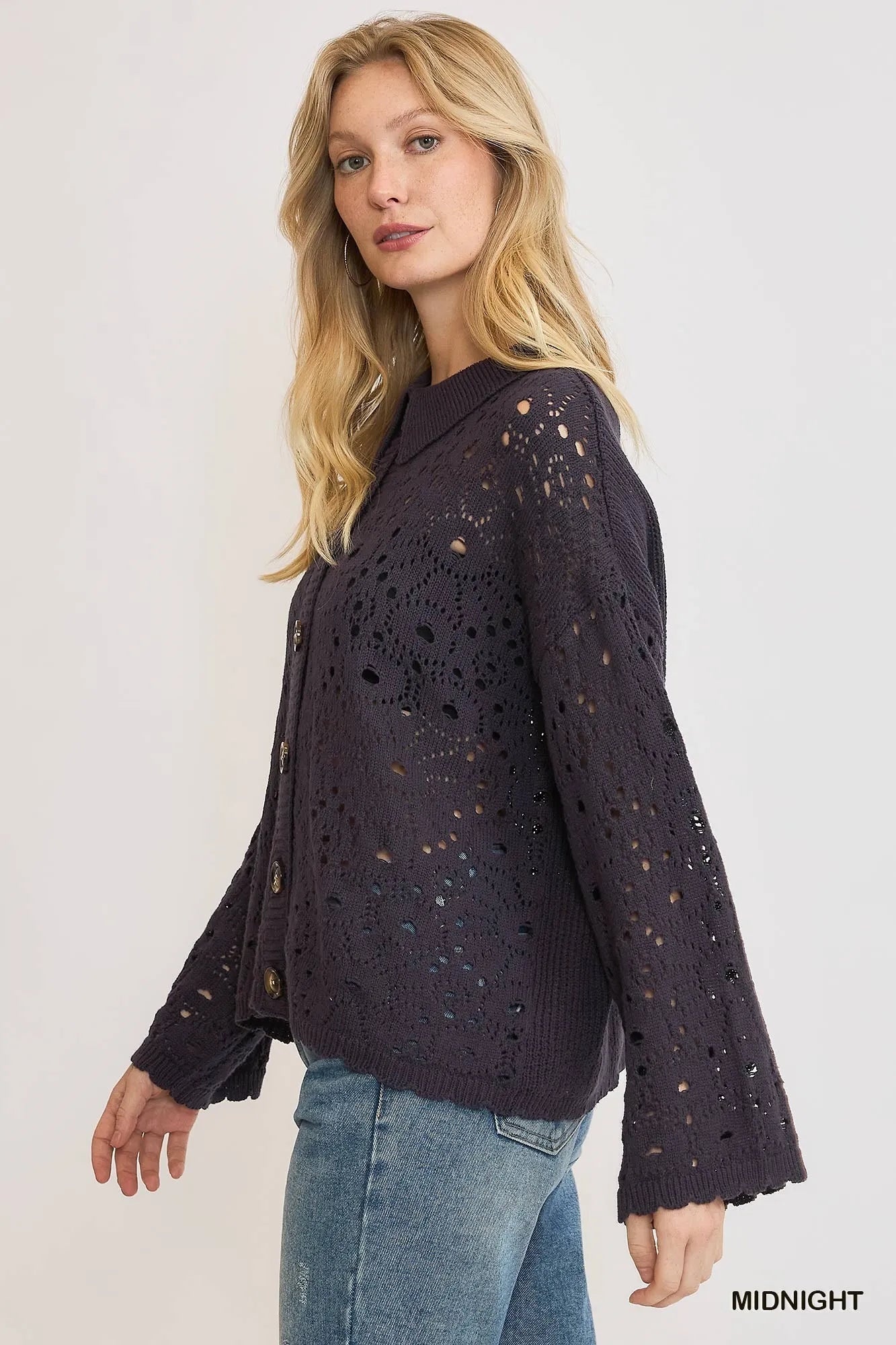 Image of Umgee Hollow Out Button Down Cardigan | Queeble.shop