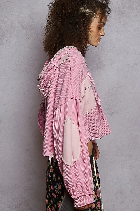 Image of POL Raw Hem Cropped Hooded Jacket | Queeble.shop