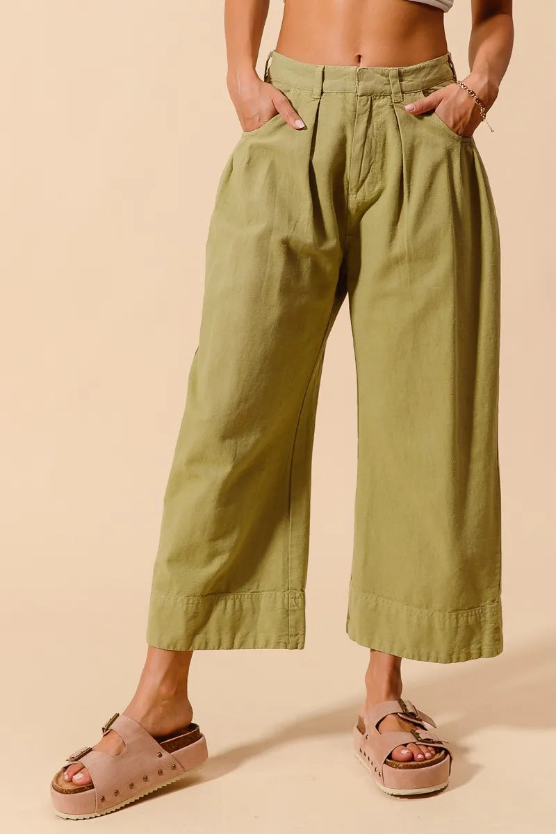 Image of SO ME Mid Rise Wide Leg Chino Pants With Pockets | Queeble.shop