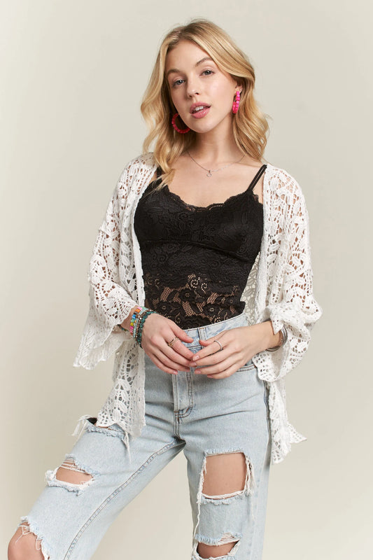 Image of ADORA Leaf Pattern Crochet Cardigan | Queeble.shop