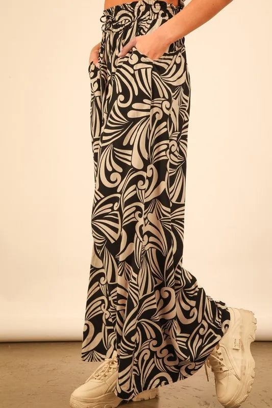 Image of VERY J Full Size Printed Wide Leg Pants Plus Size | Queeble.shop