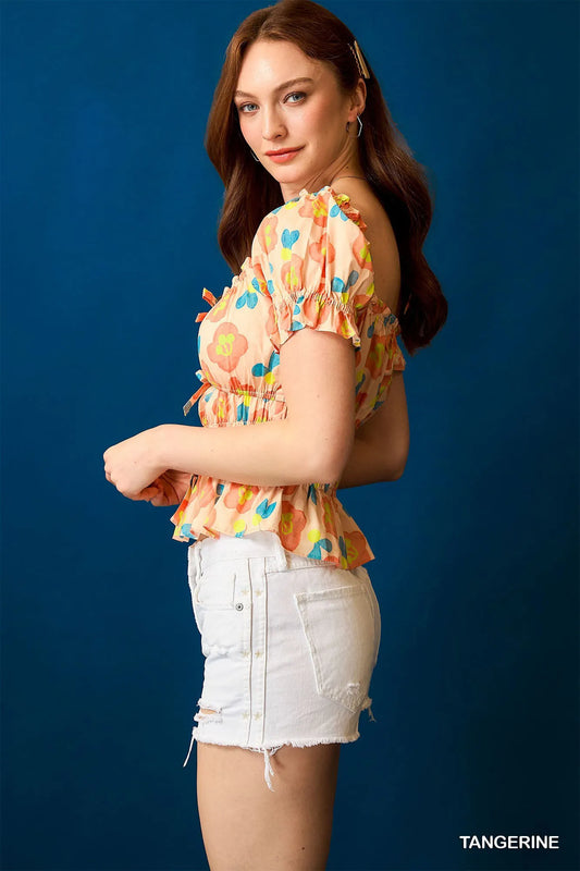 Image of Umgee Floral Smocked Peplum Blouse | Queeble.shop