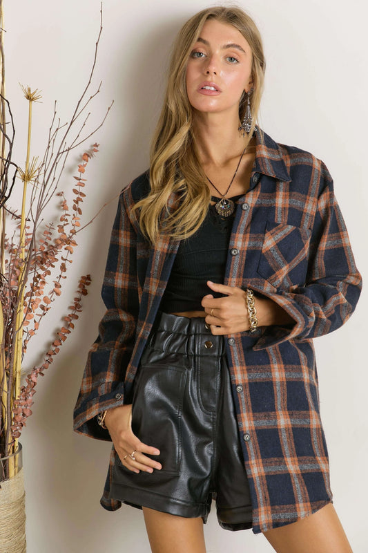 Image of ADORA Full Size Button Down Flannel Shirt Plus Size | Queeble.shop
