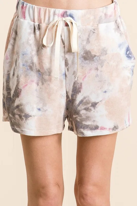 Image of BiBi Tie Dye Terry Shorts with Drawstring | Queeble.shop